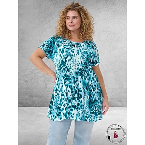 KAFFE Curve Tuniek KCAMI Teal Leopard Print